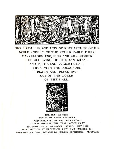 Titelpagina Ontworpen door Aubrey Beardsley voor Messrs. J. M. Dent and Sons Ltd door Aubrey Beardsley