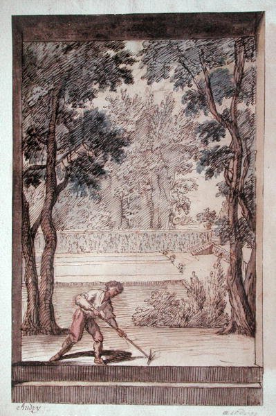 Tuinman (pen & inkt en aquarel op papier) door Audry