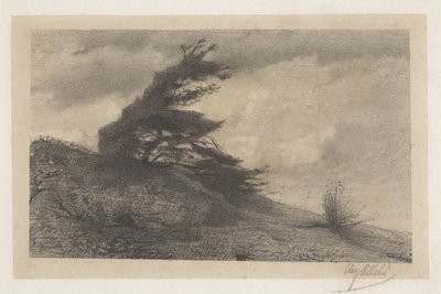 Landschap bij stormachtig weer door August Allebe