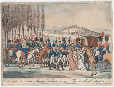 Napoleon introduceert keizerin Marie-Luise aan zijn familie buiten paviljoen bij Soissons door August Friedrich Andreas Campe