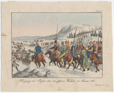Het Russische leger steekt de Wisła over in januari 1813, ca. 1815 door August Friedrich Andreas Campe