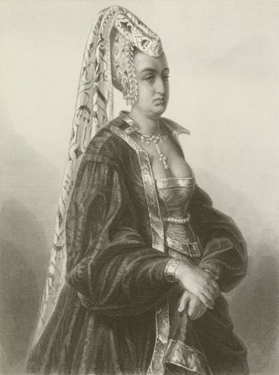 Koningin Isabeau (gravure) door August Friedrich Pecht