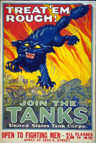 Behandel ze hard! Doe mee met de tanks, 1917 door August Hutaf