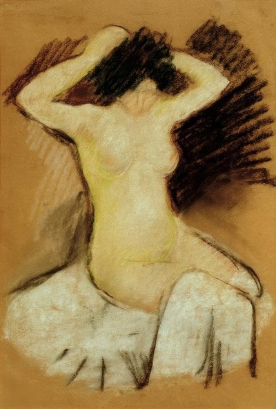 Naakt op wit doek door August Macke