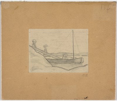 Uitladen van een Vrachtschip door August Macke