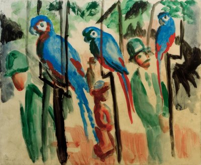 Bij de papegaaien door August Macke
