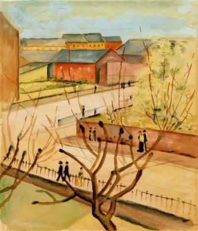 Uitzicht op onze straat in de lente door August Macke