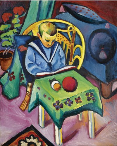 Jongen met boek en speelgoed, 1912 door August Macke