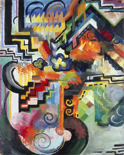 Gekleurde compositie Hommage à Bach, 1912 door August Macke