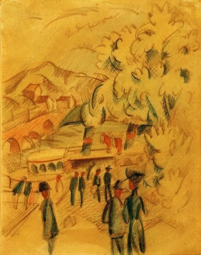 De weg naar de aanlegsteiger door August Macke