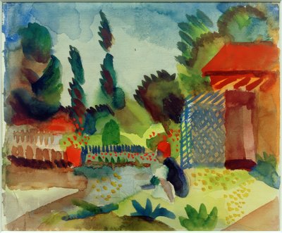 Tuinhuisje door August Macke