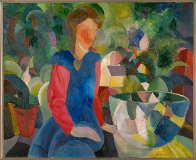 Meisje met vissenkom door August Macke