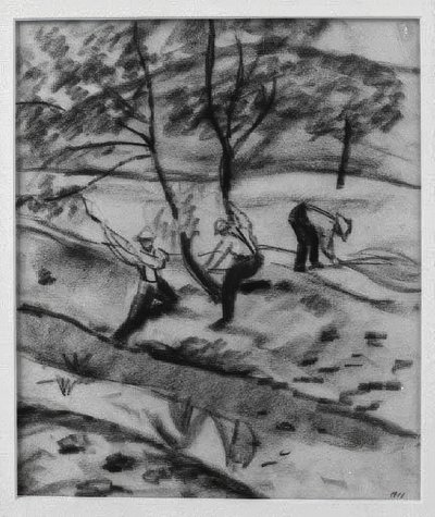 Houthakkers in Kandern door August Macke