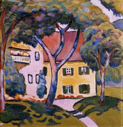 Huis in een landschap door August Macke
