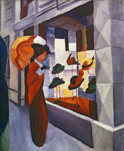 Voor de Hoedenwinkel, 1914 door August Macke