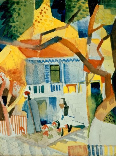 Binnenplaats van het landhuis in St. Germain door August Macke