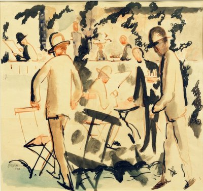 Terras van het koffiehuis door August Macke