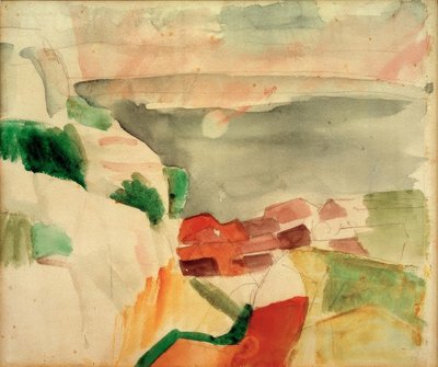 Landschap van het Meer van Murten door August Macke