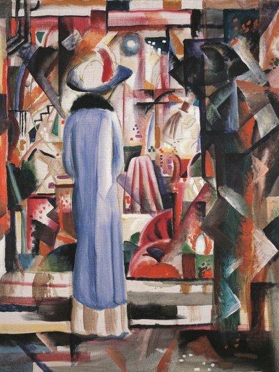 Grote heldere etalage door August Macke
