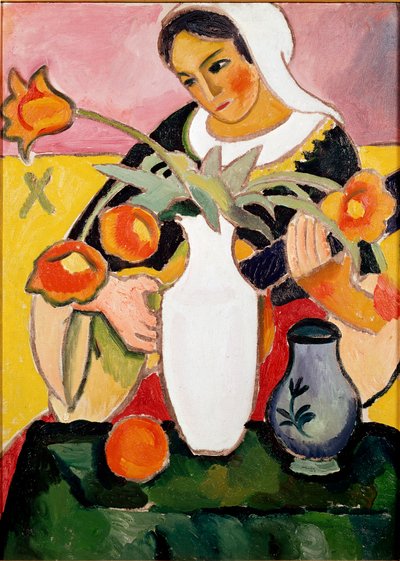 Luitspeler Schilderij door August Macke (1887-1914) 1910 door August Macke