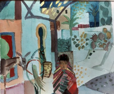 Meisje met paard en ezel door August Macke