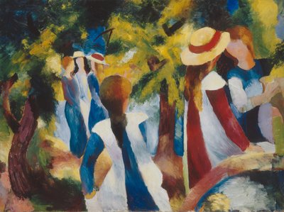 Meisje onder bomen door August Macke