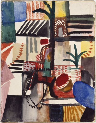Man met ezel, Tunesië, 1914 door August Macke