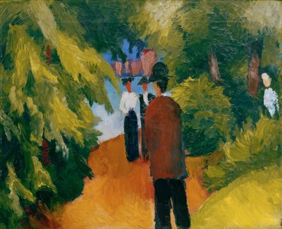 Park aan het water (Man in het park) door August Macke