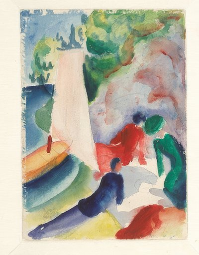 Picknick op het strand (Picknick na het zeilen). 1913 door August Macke