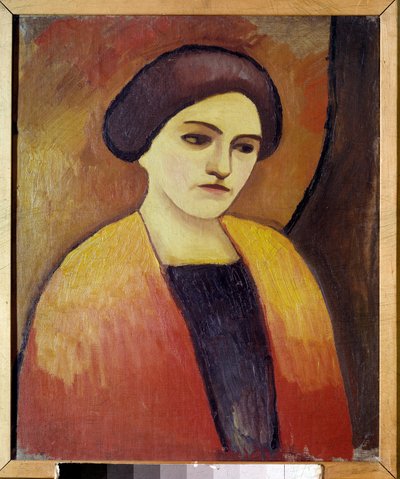 Portret van Madame Macke, vrouw van de schilder door August Macke
