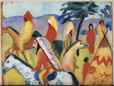 Rijdende Indianen bij Tent door August Macke