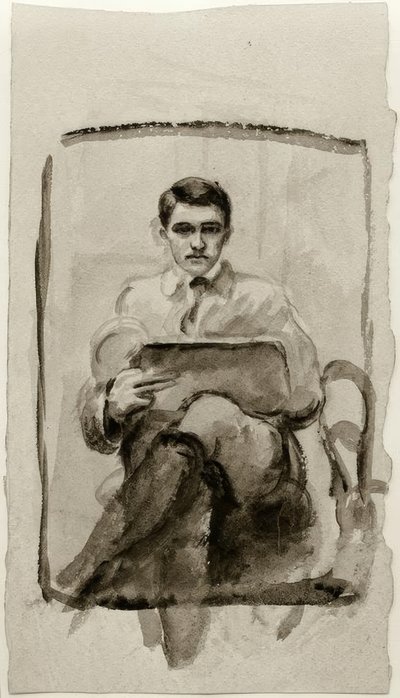 Zelfportret, tekenend door August Macke