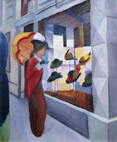 De hoedenwinkel door August Macke