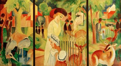 Drieluik: Grote dierentuin door August Macke