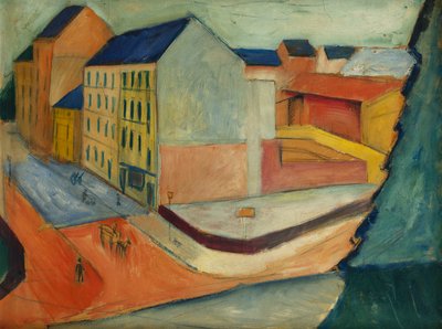 Onze straat met renbaan, Bonn, 1913 door August Macke