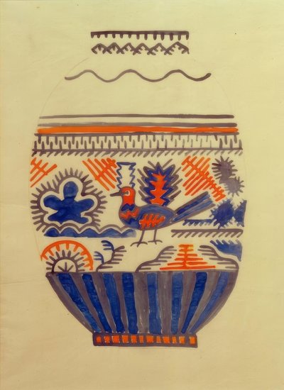 Vaas met vogel I door August Macke