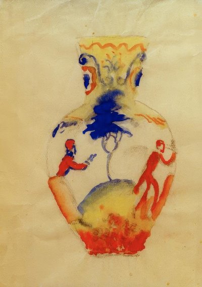 Vaas met twee figuren door August Macke