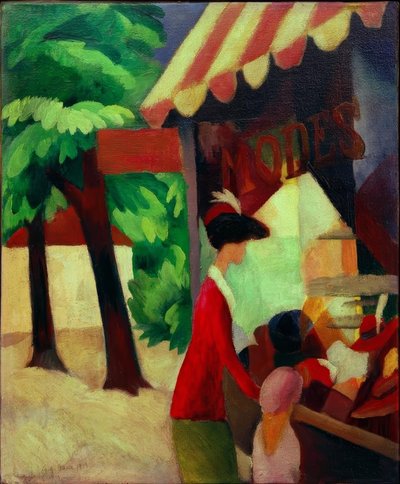 Voor de hoedenwinkel door August Macke