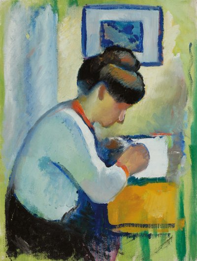 Schrijvende vrouw, 1910 door August Macke
