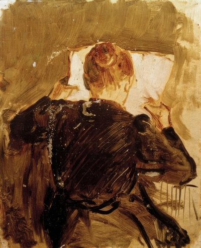 Vrouw die krant leest door August Macke