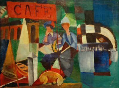 Twee dames in café door August Macke