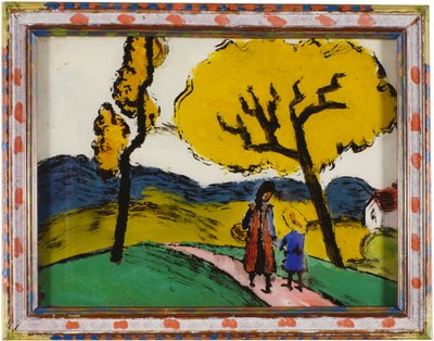 Twee Meisjes in Landschap door August Macke