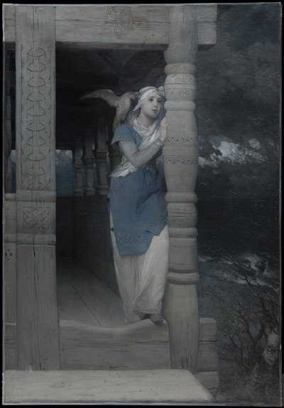 "Ingeborgs klaagzang", illustratie voor een nieuwe uitgave van de „Saga van Frithiof“ door Esaias Tegnér, verschenen in 1888 door August Malmström