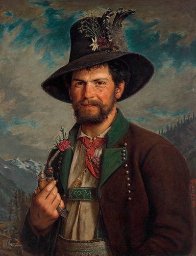 Tiroler boer in Stubaier klederdracht door August Pezzey d. Ä.