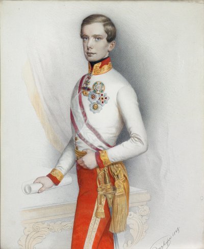 Portret van Keizer Franz Joseph I van Oostenrijk, 1849 door August Prinzhofer