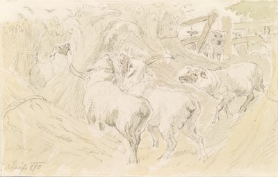 Schapen in graan door August Spiess