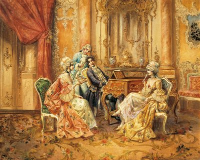 Aan de piano door August Stephan Sedlacek