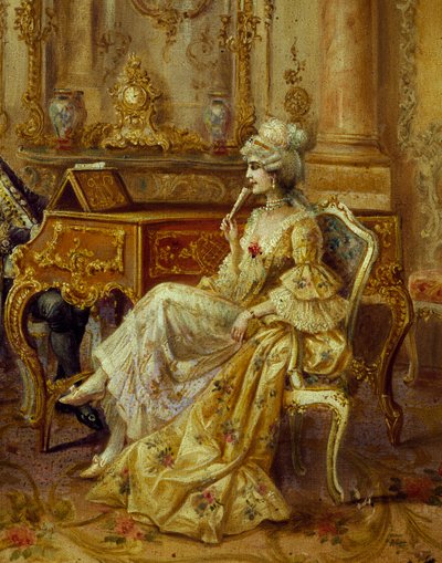Aan de piano (detail) door August Stephan Sedlacek