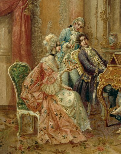 Aan de piano (detail) door August Stephan Sedlacek