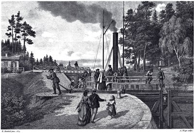 Uitzicht op de Juustila-sluizen in Finland, 1873 door August Weger